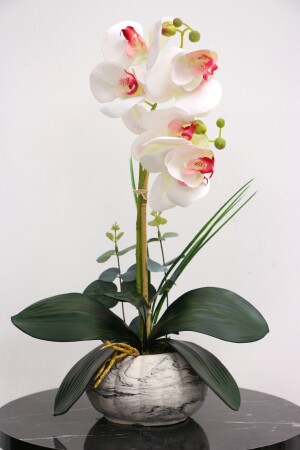 Weiß-rosa dekoratives Mini-künstliches Nassorchideen-Arrangement 45 cm 2 Stück YPCCK-FKYT-202 - 3