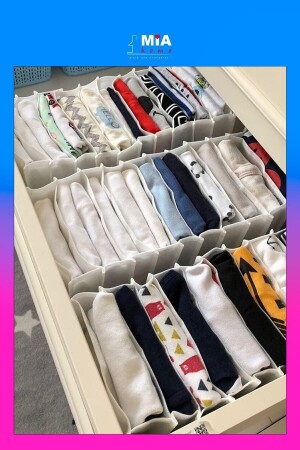 Weiß – X-Großformat / Schubladen-Organizer mit 8 Fächern – Taschen-Organizer – Akkordeon-Organizer - 1