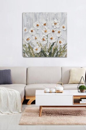 Weiße Blumen Leinwandgemälde 40x40 cm BYZCCKLER0123456 - 2