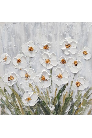 Weiße Blumen Leinwandgemälde 40x40 cm BYZCCKLER0123456 - 5