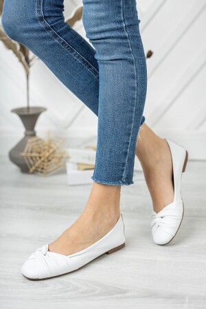 Weiße Damen-Ballerinas aus echtem Leder Dp58-4053 DP58-4053 - 2