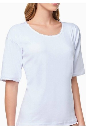 Weiße Damen-Unterhemden mit halblangen Ärmeln, 6er-Pack, neue Saison, S-KM-73406 - 1