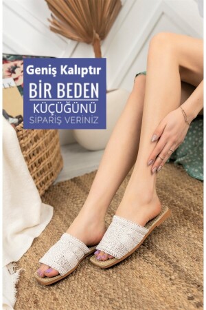 Weiße, detaillierte, bequeme Hausschuhe für Damen der neuen Saison, geflochtene, bestickte Sommerhausschuhe, Outdoor- und Heimhausschuhe ZT1023 - 1