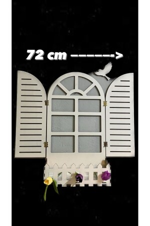 Weiße Fensterladen-Vogel-Fenster-Themen-Blumenschale aus Holz, MDF, lasergeschnitten, 3 mm, Wanddekoration - 6