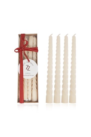 Weiße gedrehte Kerzenleuchterkerze – lange gedrehte Kerze mit 4 Baumwolldochten, 16,50 cm, B09MV8JF - 2