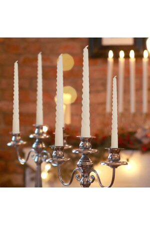 Weiße gedrehte Kerzenleuchterkerze – lange gedrehte Kerze mit 4 Baumwolldochten, 16,50 cm, B09MV8JF - 5