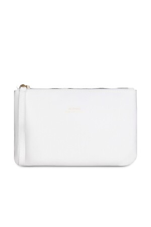 Weiße, mit Leder gefütterte Portfolio-Clutch-Handtasche für Damen - 1