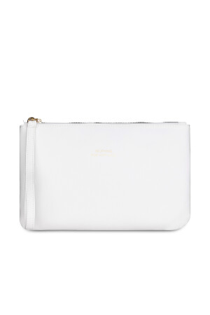 Weiße, mit Leder gefütterte Portfolio-Clutch-Handtasche für Damen - 2