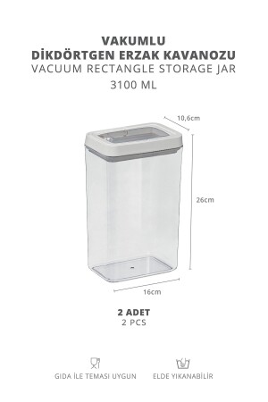 Weiße praktische Lebensmittelbehälter mit Clips und Vakuum, rechteckig, 2er-Set OKY-248 - 6
