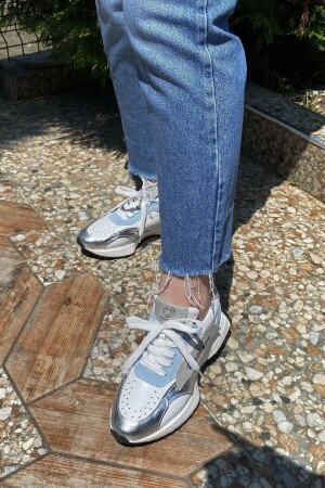 Weiße tägliche bequeme Sportschuhe für Damen, Sneaker, echtes Leder, Wanderschuhe, 4 cm, orthopädisch, Tin03 - 1