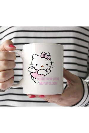 Weiße Tasse „Hello Kitty – Today I Became Happy Zero Times“ YUSHİ-KUPA19 - 1