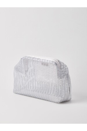 Weiße transparente Clutch-Handtasche für Damen mit Wabenmuster - 1