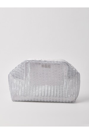 Weiße transparente Clutch-Handtasche für Damen mit Wabenmuster - 2