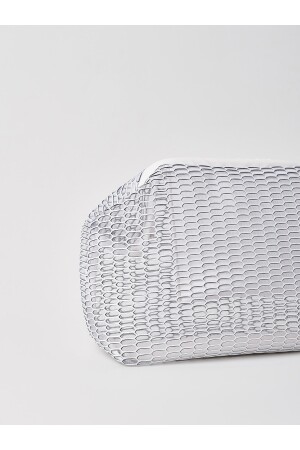 Weiße transparente Clutch-Handtasche für Damen mit Wabenmuster - 7