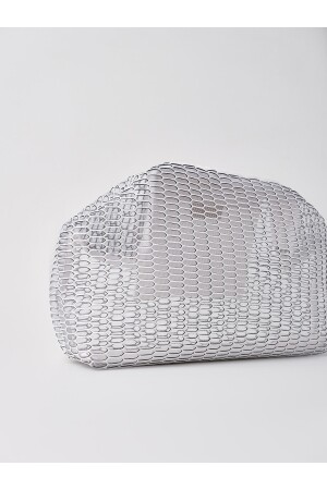 Weiße transparente Clutch-Handtasche mit Wabenmuster für Damen HYB-PTK01 - 4