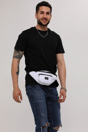 Weiße Unisex-Schulter- und Hüfttasche mit 2 Fächern DUB001 - 3