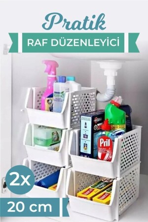 Weißer 2-teiliger praktischer Regal-Organizer 20 cm - Vienev