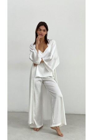 Weißer 3-teiliger Pyjama-Morgenmantel - Lousa