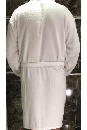 Weißer Bademantel, Unisex, Größe L-XL, Baumwolle, 123 WEISS - 3