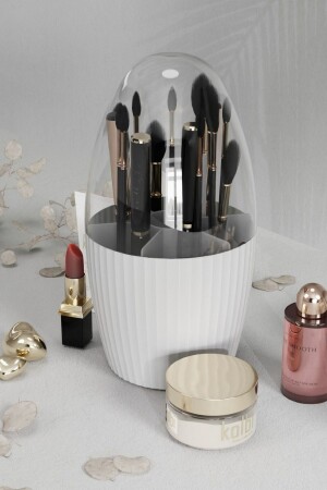 Weißer Make-up-Organizer mit 7 Fächern – Glockenglas-Design - 1