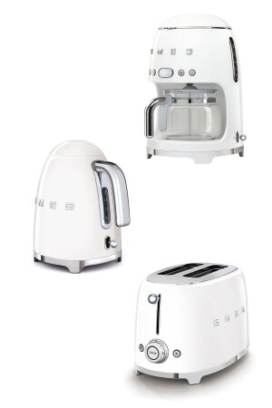 Weißer Wasserkocher im 50er-Jahre-Stil – 1x2 Toaster und Filterkaffeemaschine im Set KLF03WH-TSF01WH-DCF02WH - 2