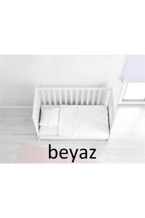 Weißes Baby-Bettbezug- und Kissenbezug-Set aus 100 % Baumwolle - 2