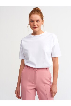 Weißes Basic-T-Shirt für Damen 3683 - 1