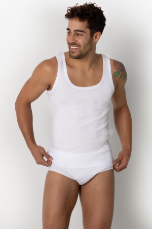 Weißes Camisole-Unterhemd für Herren 001-021005 - 1