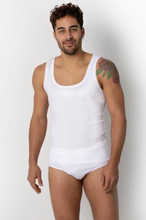 Weißes Camisole-Unterhemd für Herren 001-021005 - 2