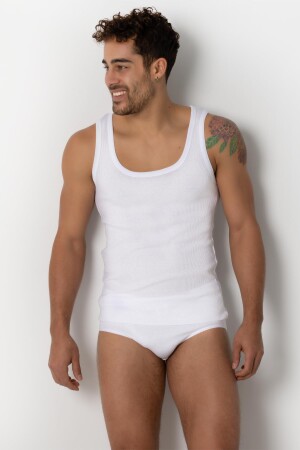 Weißes Camisole-Unterhemd für Herren 001-021005 - 3