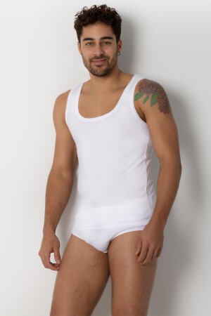 Weißes Camisole-Unterhemd für Herren 001-021005 - 5