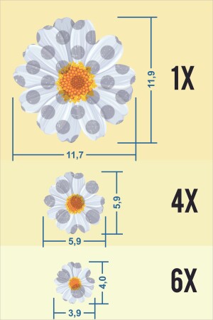 Weißes Gänseblümchen, 11-teiliges Wandornament aus Holz für Schranktüren, dekorativ mit Blumenfiguren - 4