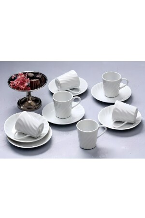 Weißes Kaffeeset 12-teilig POR-1014066 - 2