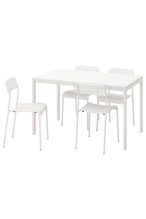 weißes Küchentischset mit 4 Stühlen 75cmx125cm akdenizshop - 4