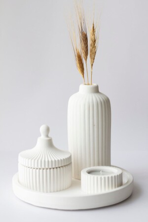 Weißes Sonderdesign-Duftkerzen- und hohes Vasen-Zubehörset-Set1 - 3