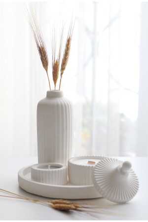 Weißes Sonderdesign-Duftkerzen- und hohes Vasen-Zubehörset-Set1 - 5