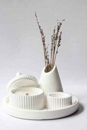 Weißes Spezialdesign mit konischer Mundvase und Kerzenzubehör-Set set1 - 1