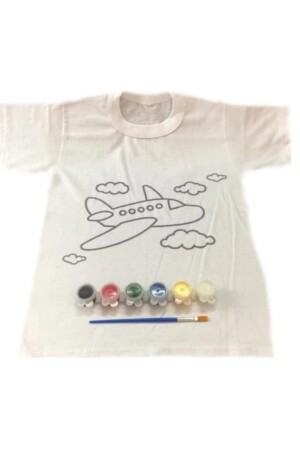 Weißes T-Shirt-Malset mit Flugzeugmuster für Unisex-Kinder, 10–11 Jahre alt, 8479345001834 - 3