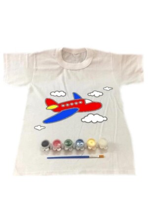 Weißes T-Shirt-Malset mit Flugzeugmuster für Unisex-Kinder, 10–11 Jahre alt, 8479345001834 - 5