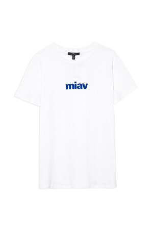 Weißes T-Shirt mit Miav-Aufdruck, reguläre Passform / normaler Schnitt 1610622-620 - 7