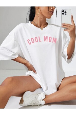 Weißes Umstands-T-Shirt mit „Cool Mom“-Aufdruck für Damen MARECASHTYC00729196041 - 7