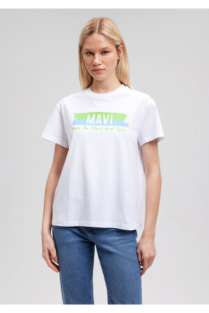 Weißes, umweltfreundliches „Make The Planet Great Again“-T-Shirt für Damen - 3