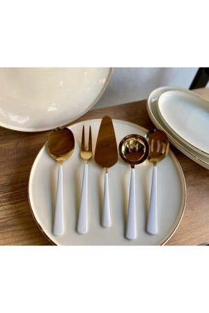 Weißgold-Soßenkellen-Set, Servierset, 5-teilig - 4