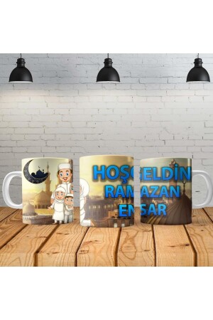 „Welcome Ramadan“, personalisierter, bedruckter Becher mit neuem Design und Namensschild aus Stein in einer speziellen Box - 1