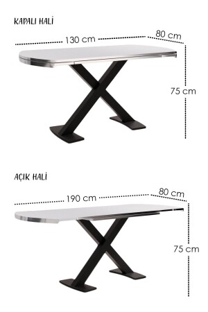 Wella Lak Panel 80x130 Açılır Yemek Masası Mutfak Masası 6 Kişilik Masa Sandalye Takımı - 3