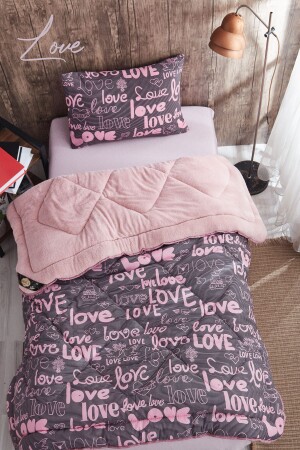 WELSOFT DOUBLE LOVE GEMUSTERTES ROSA FARBEN-QUILT-SET - 2