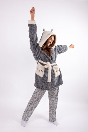 Welsoft Nakışlı Kapşonlu Unisex Bornoz & Sabahlık - Mariva Home