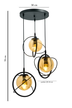 Welt 3 Tablett. Schwarzer Glop-Kronleuchter mit honigfarbenem Glas. Wohnzimmer, Küche, Teenager, Zimmer, Schlafzimmer, Ladenwelt 3some - 5