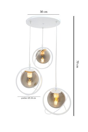 Welt 3 Tablett. Weißer Glop-Kronleuchter mit Rauchglas. Wohnzimmer, Küche, Teenager, Zimmer, Schlafzimmer, Ladenwelt 3some - 3