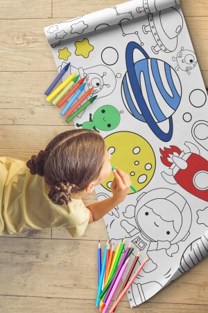 Weltraum und Planeten Riesen-Malblatt 2. 5 Meter Ferien-Aktivitätsroller – pädagogischer Farbroller für Kinder, Papier C05ASolar - 3